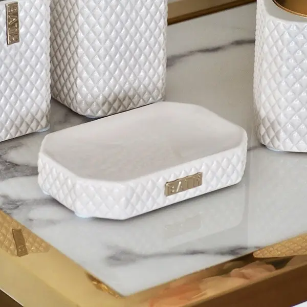 Ceramic golden soap dish caramel beige Lene Bjerre