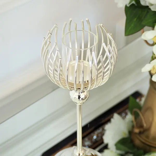 Świecznik metalowy z kloszem VILLA S 28 cm