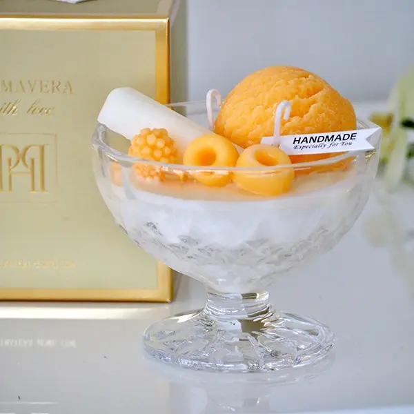 Scented candle natural vanilla ice cream dessert - a gift for her