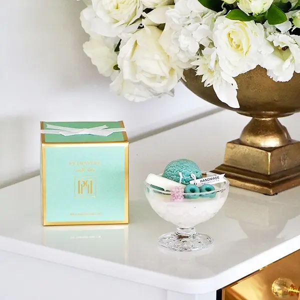 Świeca zapachowa naturalna deser lodowy zielona herbata - prezent dla niej