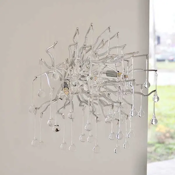 Kinkiet srebrny z kryształkami w stylu nowoczesnym, designerski ekskluzywny RAIN