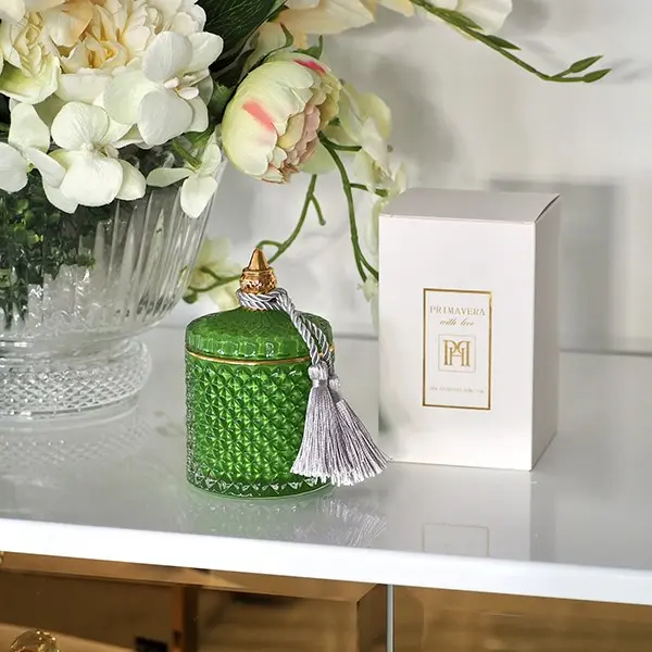 Decorative green crystal glass container