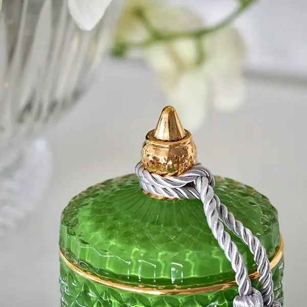 Decorative green crystal glass container