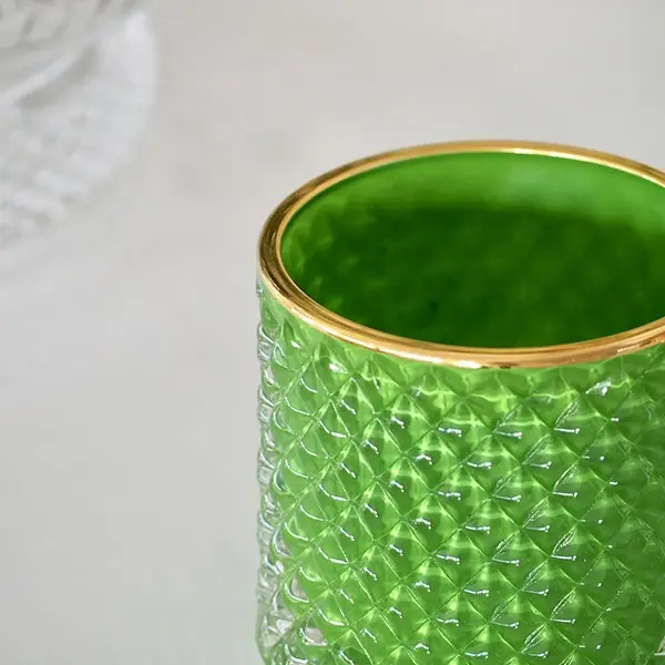 Decorative green crystal glass container