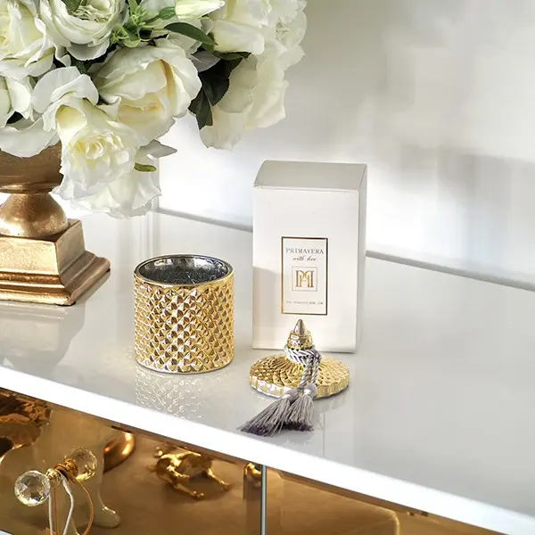 Pojemnik dekoracyjny szklany kryształowy złoty