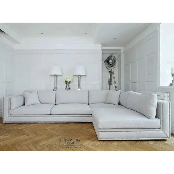 Ekskluzywny narożnik rozkładany złoty wygodna kanapa narożna z funkcją spania BIANKA