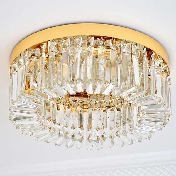 Plafon glamour kryształowy, nowoczesny do sypialni, przedpokoju, łazienki, złoty STELLA 50 cm
