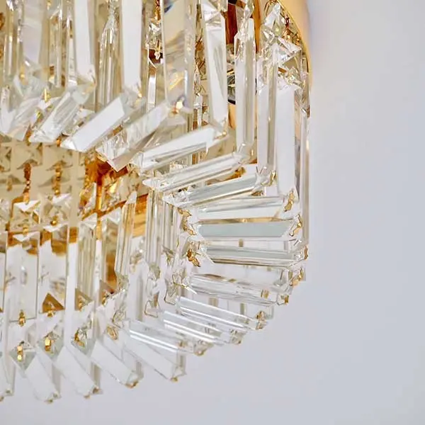 Plafon glamour kryształowy, nowoczesny do sypialni, przedpokoju, łazienki, złoty STELLA 50 cm