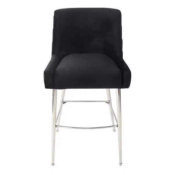 Modern glamor stool in black silver velvet fabric PALOMA