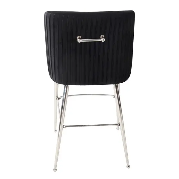 Modern glamor stool in black silver velvet fabric PALOMA