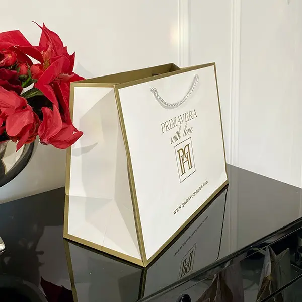 Torba prezentowa biało -złota firmowa