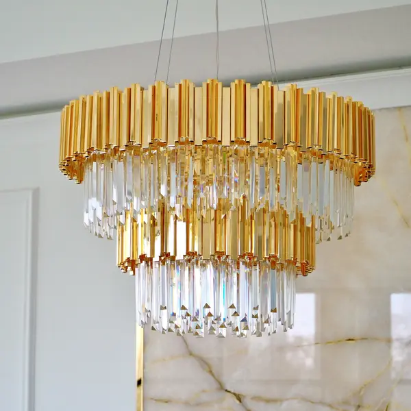 Round gold chandelier with EMPIRE XL crystals