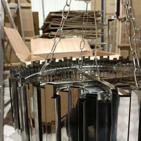 Modern glamor crystal chandelier on chains for the living room, round 60 cm EMPIRE SILVER  OUTLET