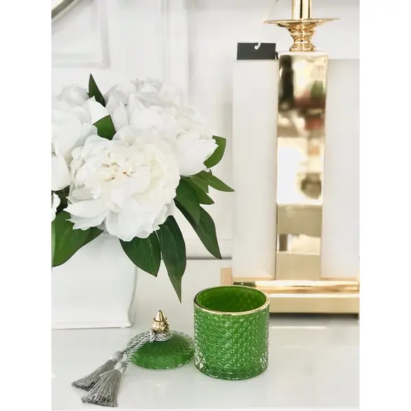 Decorative green crystal glass container