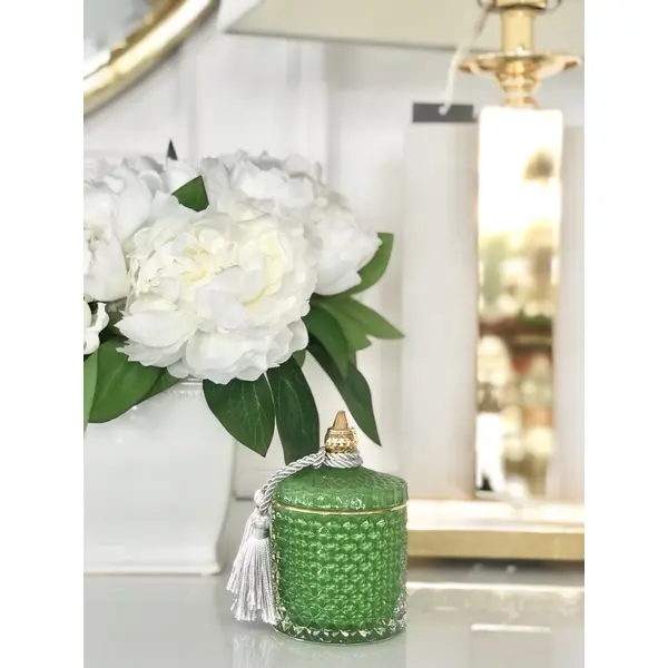 Decorative green crystal glass container