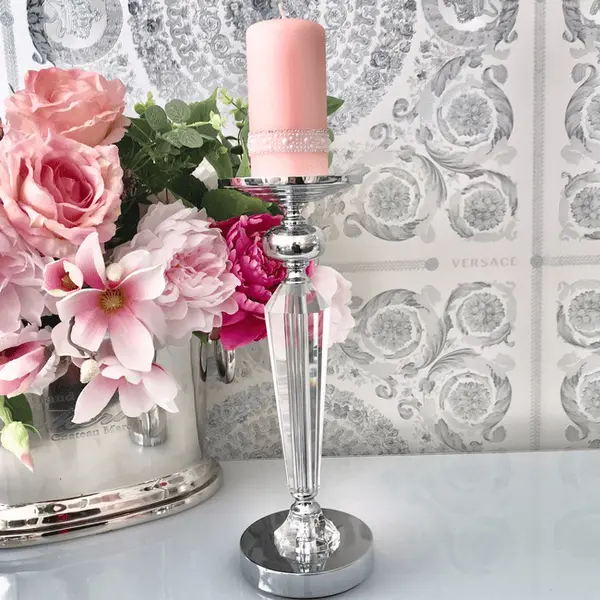 Crystal candlestick on silver pedestal FLAVIO O L