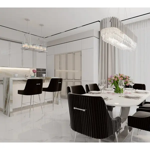 Modern glamor stool in black silver velvet fabric PALOMA