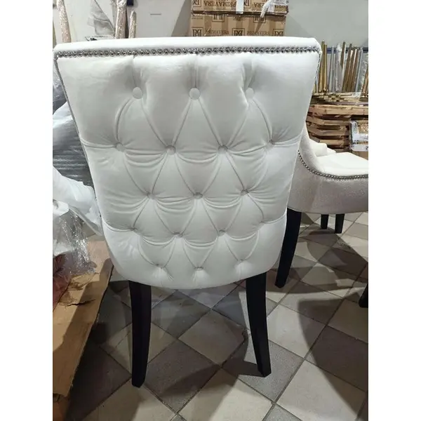 Classic upholstered chair, with a quilted back, elegant, white, venge-colored legs, TIFFANY SALE