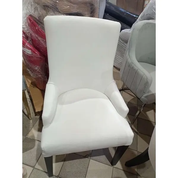 Classic upholstered chair, with a quilted back, elegant, white, venge-colored legs, TIFFANY SALE