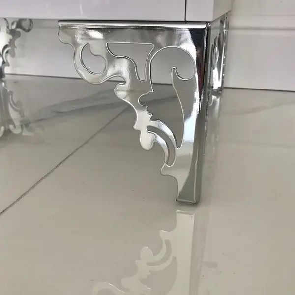 Luxurious bedside table, lacquered wooden side table, with mirror, silver VENICE