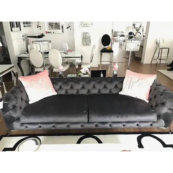 DIVA SILVER modern glamour black silver New York upholstered sofa
