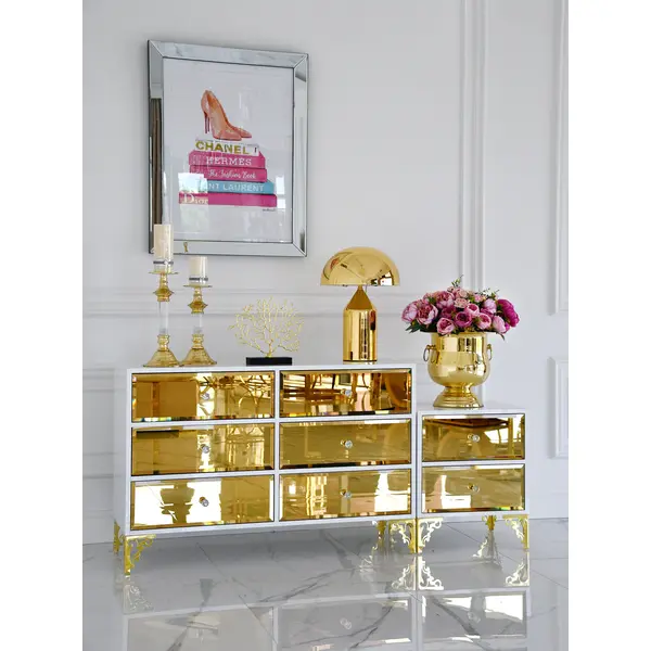 Luxurious wooden chest of drawers, for the living room, for the bedroom, glamor, wooden, varnished gold VENICE