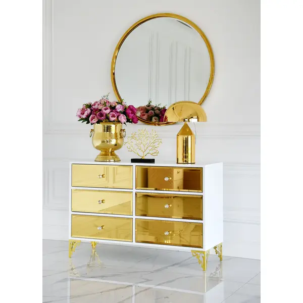 Luxurious wooden chest of drawers, for the living room, for the bedroom, glamor, wooden, varnished gold VENICE