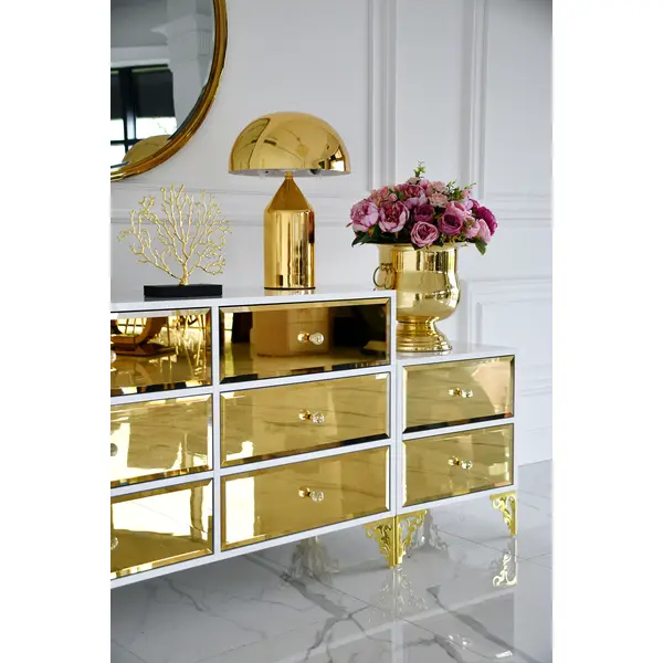 Luxurious wooden chest of drawers, for the living room, for the bedroom, glamor, wooden, varnished gold VENICE