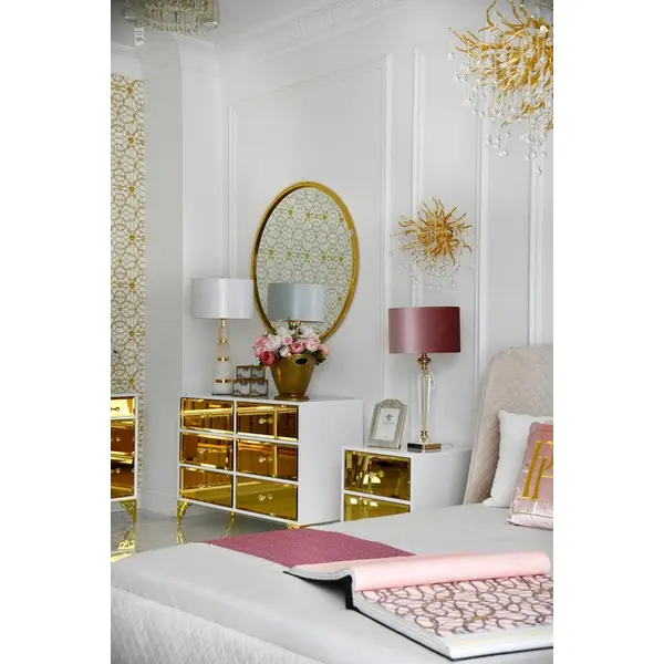 Luxurious wooden chest of drawers, for the living room, for the bedroom, glamor, wooden, varnished gold VENICE