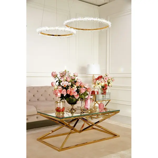 Crystal LED lamp, round ceiling lamp, ring, glamorous chandelier, modern gold BRINA