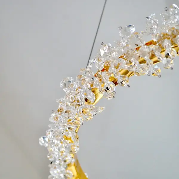 Crystal LED lamp, round ceiling lamp, ring, glamorous chandelier, modern gold BRINA