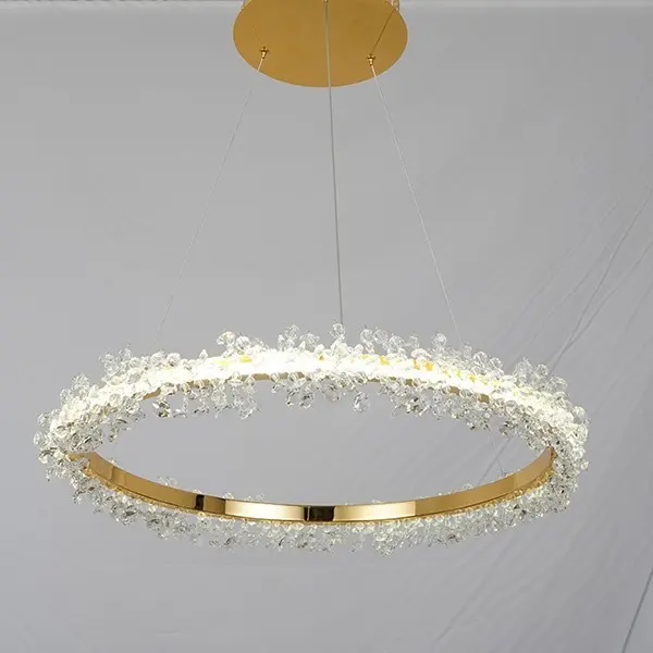 Crystal LED lamp, round ceiling lamp, ring, glamorous chandelier, modern gold BRINA