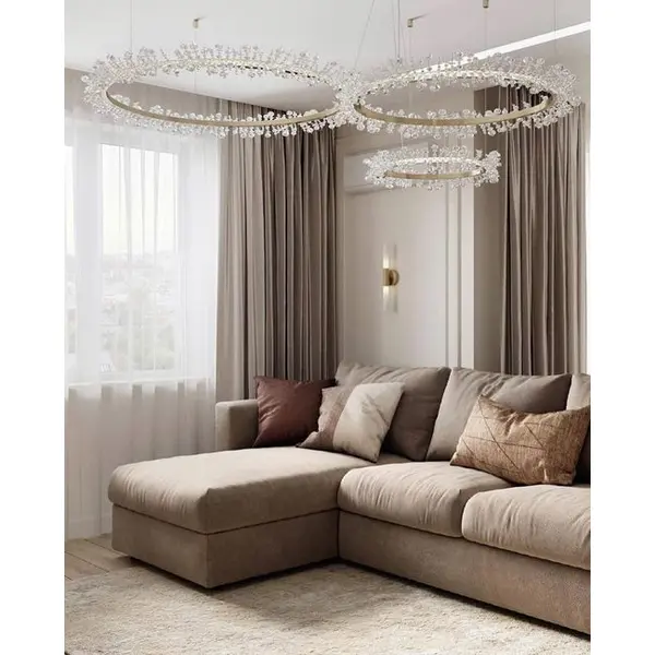 Crystal LED lamp, round ceiling lamp, ring, glamorous chandelier, modern gold BRINA