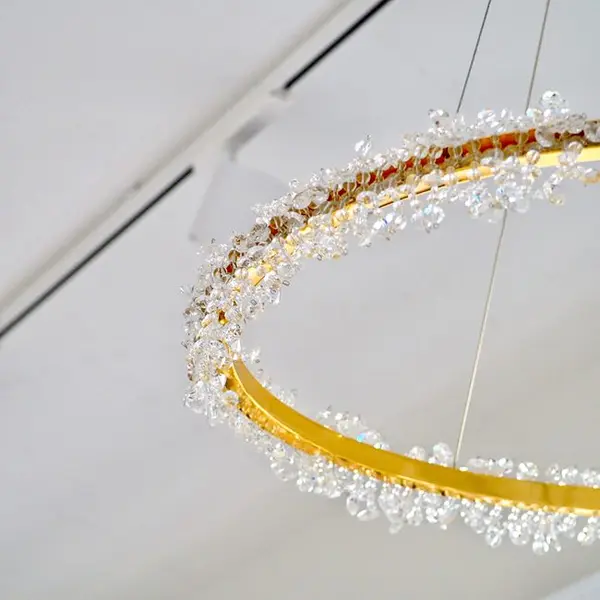 Crystal LED lamp, round ceiling lamp, ring, glamorous chandelier, modern gold BRINA