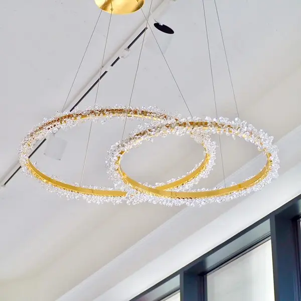 Crystal LED lamp, round ceiling lamp, ring, glamorous chandelier, modern gold BRINA