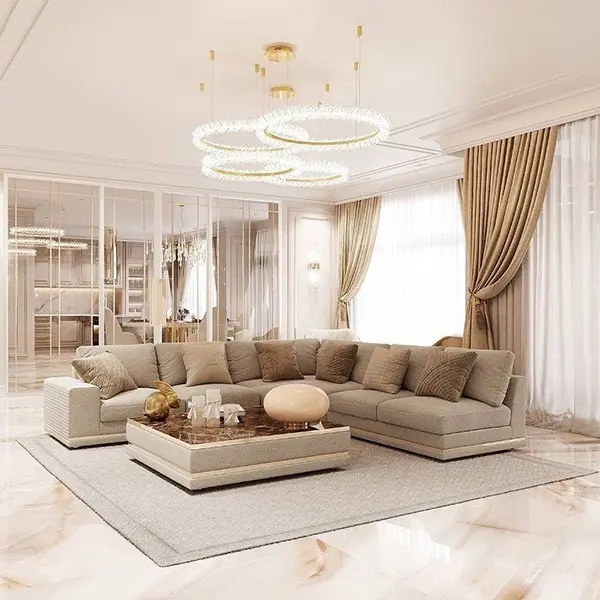 Crystal LED lamp, round ceiling lamp, ring, glamorous chandelier, modern gold BRINA