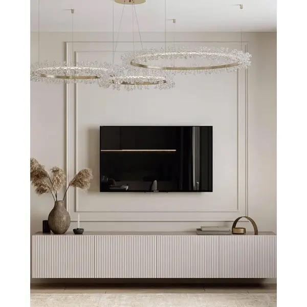 Crystal LED lamp, round ceiling lamp, ring, glamorous chandelier, modern gold BRINA