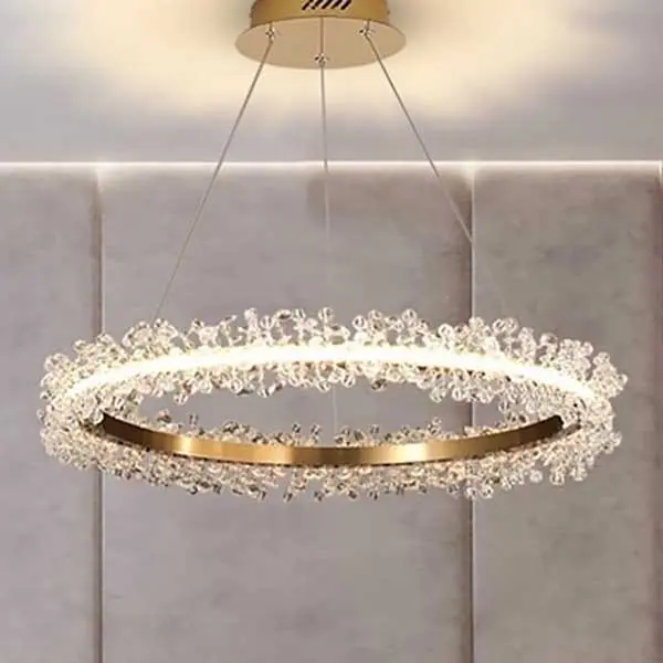 Crystal LED lamp, round ceiling lamp, ring, glamorous chandelier, modern gold BRINA