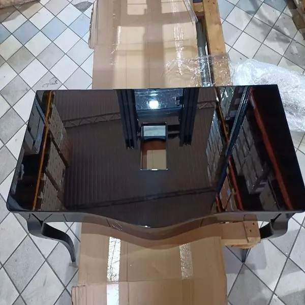 Komoda glamour łazienkowa, czarna,  drewniana, elegancka w zestawie bateria, umywalka, zestaw Leila