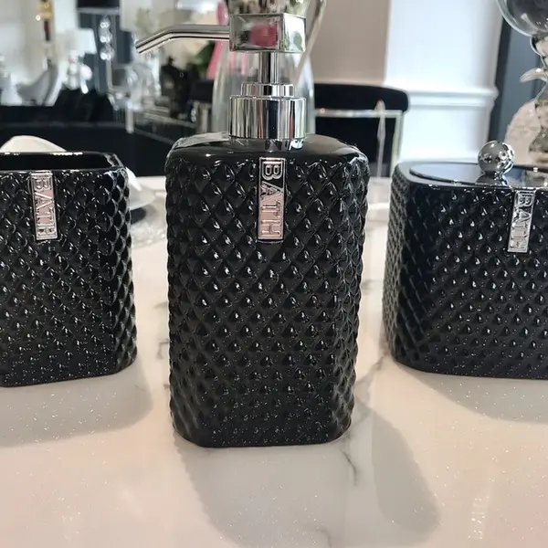 Container for cotton pads black BATH jar black Lene Bjerre