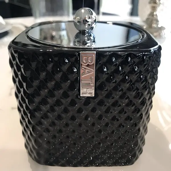 Container for cotton pads black BATH jar black Lene Bjerre