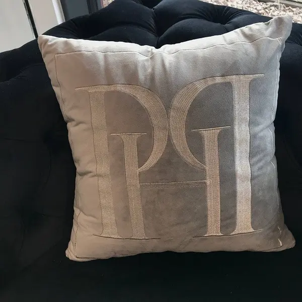 Cushion PH 40x40 with logo in grey fabric