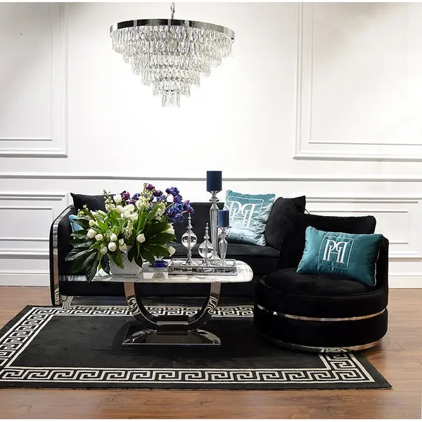 ART DECO modern gold living room coffee table with white marble top [CLONE]