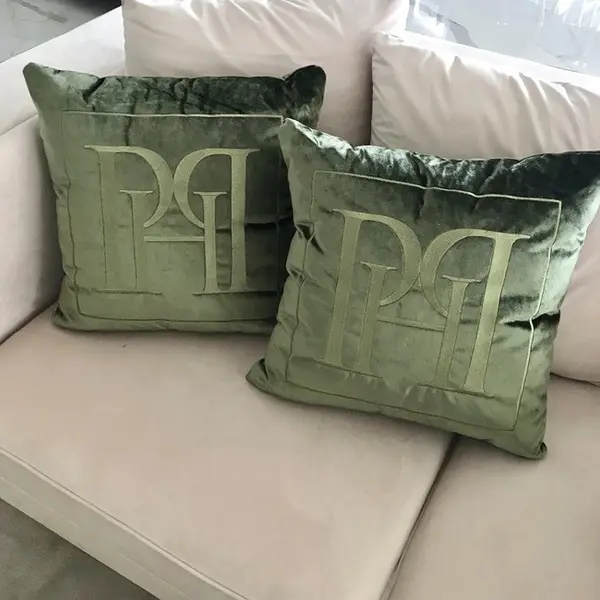 Decorative pillow 50x50, dark green, green, with the PH logo