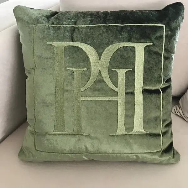 Decorative pillow 50x50, dark green, green, with the PH logo