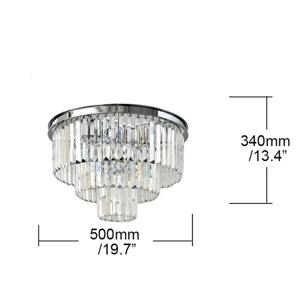 Plafon glamour kryształowy żyrandol przysufitowy nowoczesny srebrny GLAMOUR 50 cm