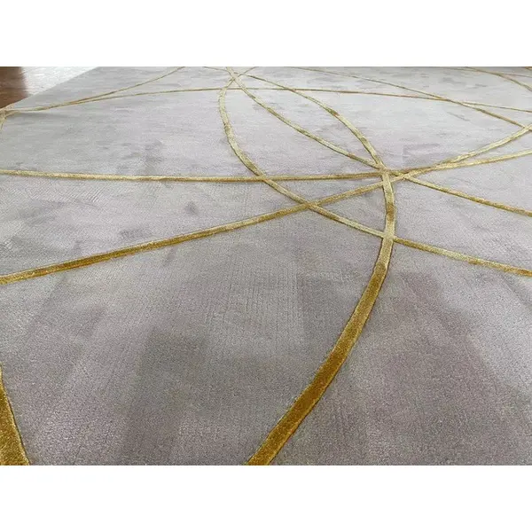 Modern glamor gray gold Stripes carpet