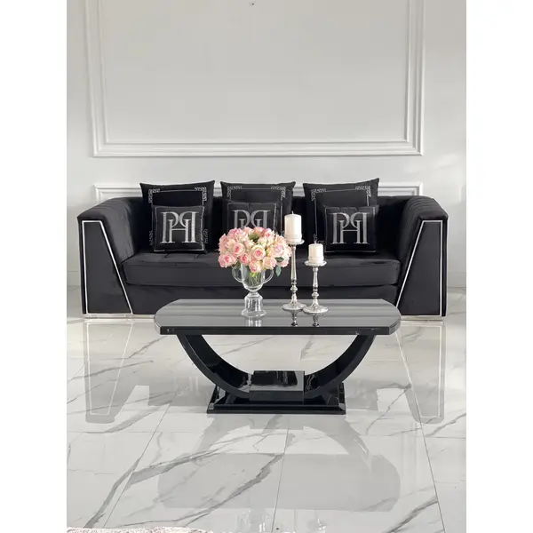 Stolik kawowy elegancki czarny wysoki połysk DAISY