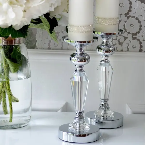 Crystal candlestick on silver pedestal FLAVIO O L