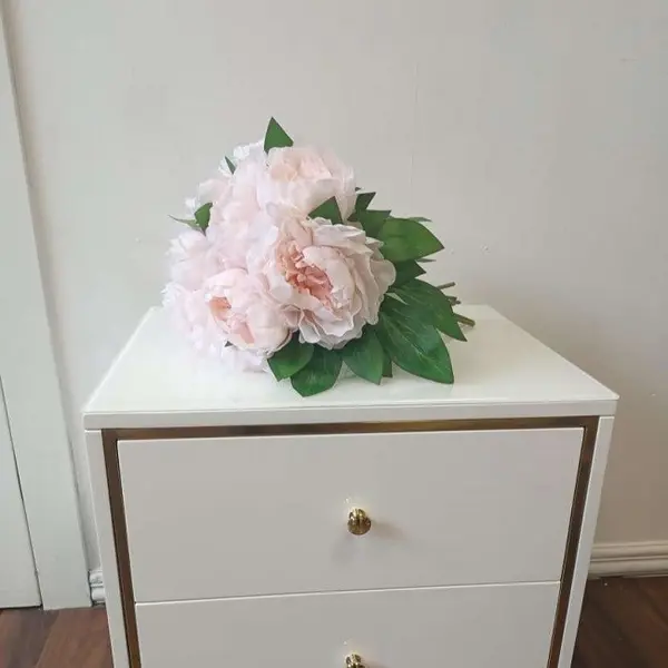 Bouquet of artificial flowers, decorative, elegant, salmon peonies